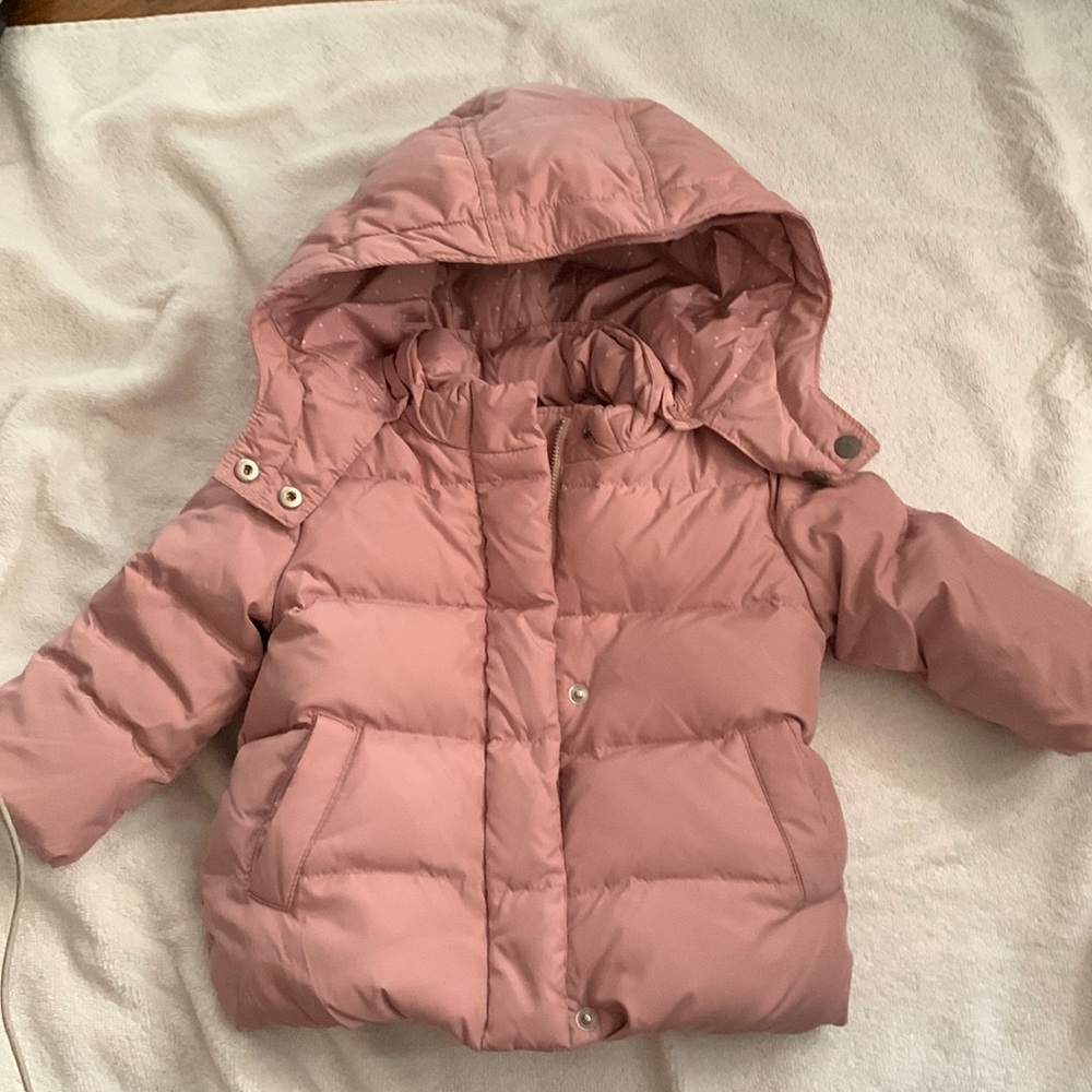 Baby Gap Pink Down Puff Hood Jacket Coat 18-24M Zipper and Snap Closure